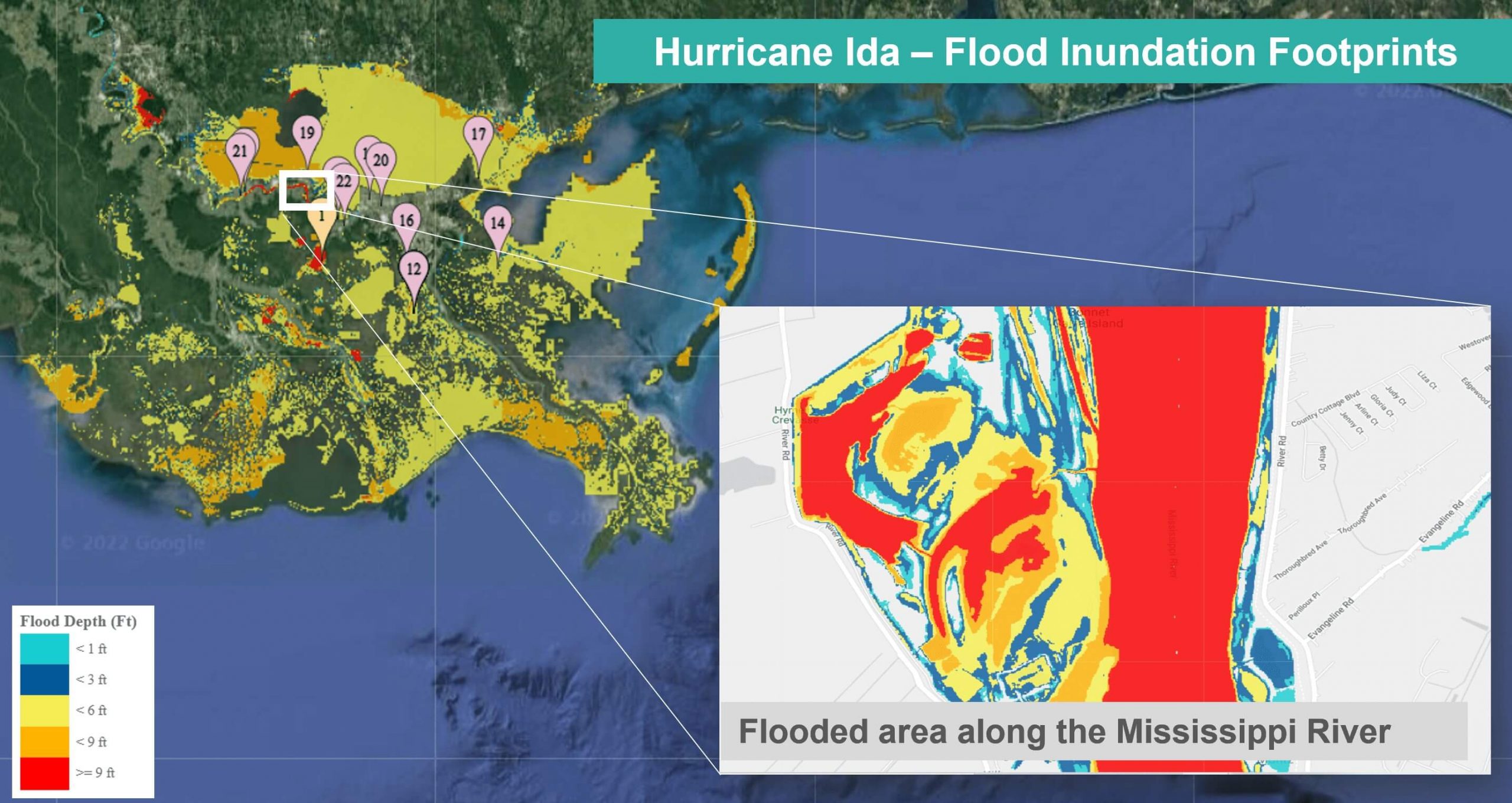Hurricane Ida- ICEYE Flood Insights available on EigenPrism Catastrophe Risk Management Platform